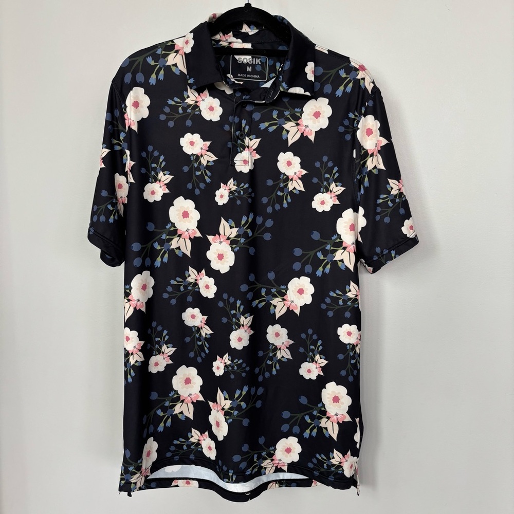 Sosik‎ Performance Flower Print Golf Polo Size M